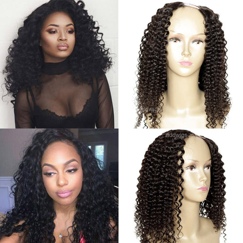 Kinky Curly U Part Wig Human Hair Left Part Wigs For Sale