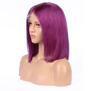 Purple Human Hair Fashion Bob Wig 2020 Summer Colorful Lace Wigs