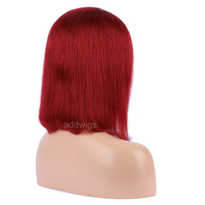 Dark Red Hot Selling Human Hair Bob Wig 2021 Summer Colorful Lace Wigs