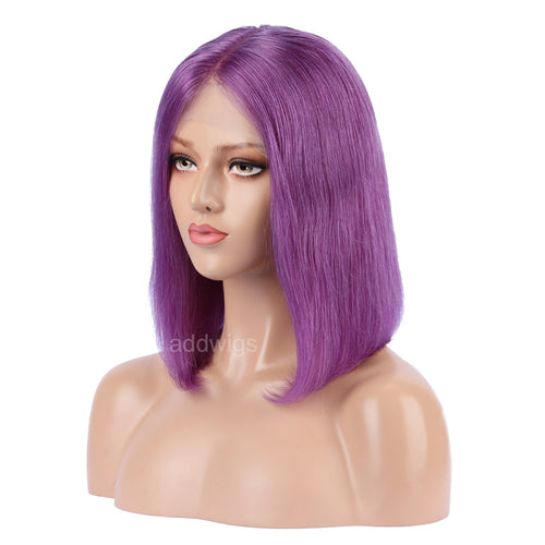 Blue Violet Human Hair Fashion Bob Wigs 2020 Summer Colorful Lace Wigs
