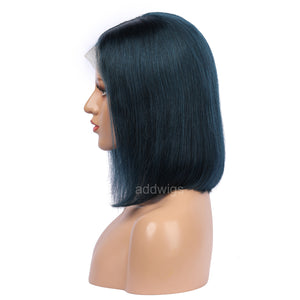 Prussian Blue Human Hair Fashion Bob Wig 2020 Summer Colorful Lace Wigs