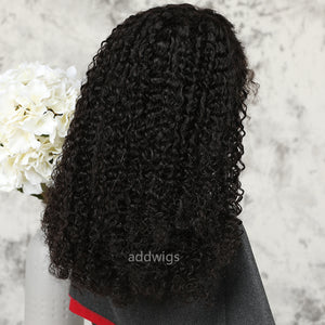 Kinky Curly 13*6 Deep Parting Lace Front Wigs Human Hair Pre-plucked Natural Hairline