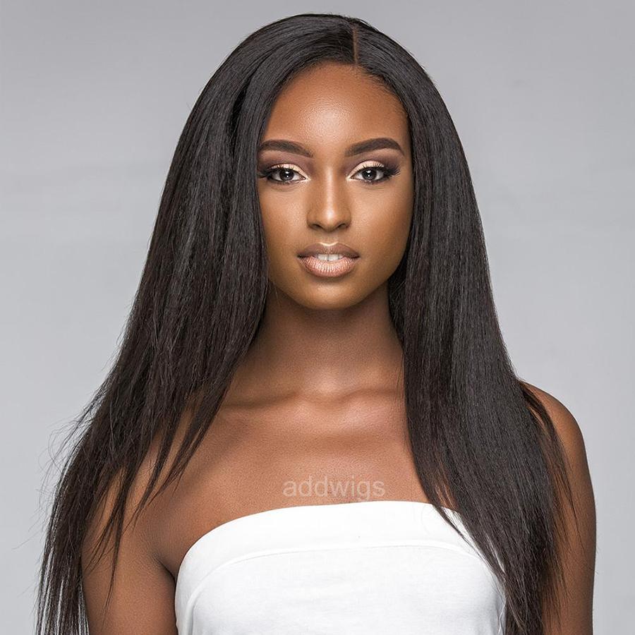 Straight Light Yaki 360 Lace Frontal Wigs for Black Women