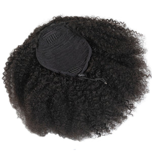 Drawstring Ponytail Wrap Around Afro Kinky Curly Human Hair Extensions