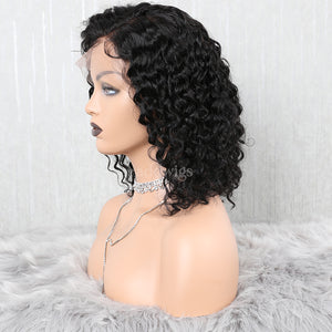 Bob Curly Lace Front Wigs Human Hair Glueless Wig With Elastic Bands