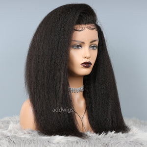 Kinky Straight Lace Front Wig Human Hair Wigs For African American