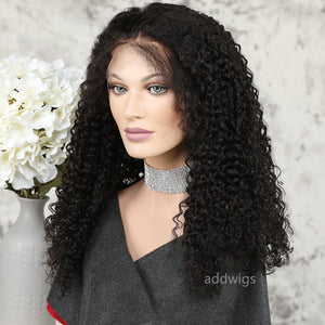Kinky Curly 13*6 Deep Parting Lace Front Wigs Human Hair Pre-plucked Natural Hairline