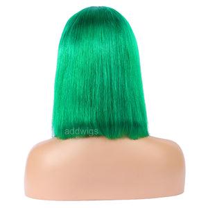 Emerald Green Human Hair Fashion Bob Wig 2020 Summer Colorful Lace Wigs