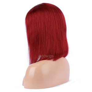 Dark Red Hot Selling Human Hair Bob Wig 2021 Summer Colorful Lace Wigs