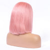 Pink Human Hair Fashion Bob Wig 2021 Summer Colorful Lace Wigs
