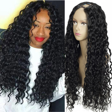 Curly U Part Wig Left Side Part Color #1 Upart Human Hair wigs