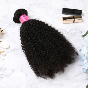 3 Bundles With Lace Frontal Malaysian Human Hair Afro Kinky Curly Hair Weave With Frontal