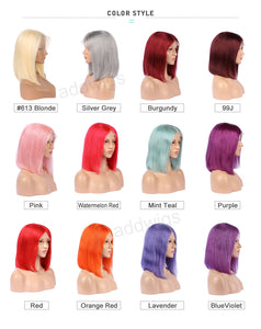 Red Human Hair Fashion Bob Wig 2020 Summer Colorful Lace Wigs