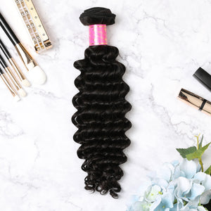 3 Bundles With Lace Closure Malaysian Human Hair Deep Curly Hair Weave With Closure