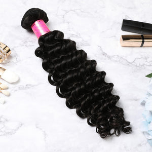 3 Bundles With Lace Closure Malaysian Human Hair Deep Curly Hair Weave With Closure