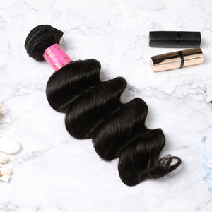 2 Bundles With Lace Closure Malaysian Human Hair Deep Wave Hair Weave With Closure