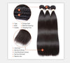 3 Bundles With Lace Closure Malaysian Human Hair Kinky Straight Hair Weave With Closure