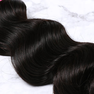 3 Bundles With Lace Closure Malaysian Human Hair Loose Deep Hair Weave With Closure