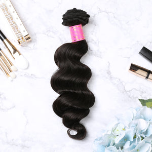3 Bundles With Lace Closure Malaysian Human Hair Loose Deep Hair Weave With Closure