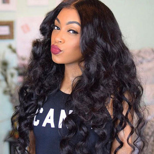 Natural Wavy 360 Lace Front Wig Human Hair For Black Women