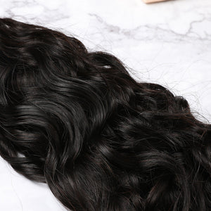 2 Bundles With Lace Closure Malaysian Human Hair Natural Wave Hair Weave With Closure