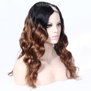 Ombre Wig Medium Auburn #30 Color Upart Wigs Body Wave Human Hair U Part Wig