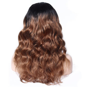Ombre Wig Medium Auburn #30 Color Upart Wigs Body Wave Human Hair U Part Wig