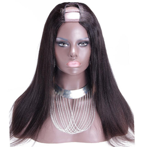 Italian Yaki Upart Wigs Natural Color U Part Human Hair Wig